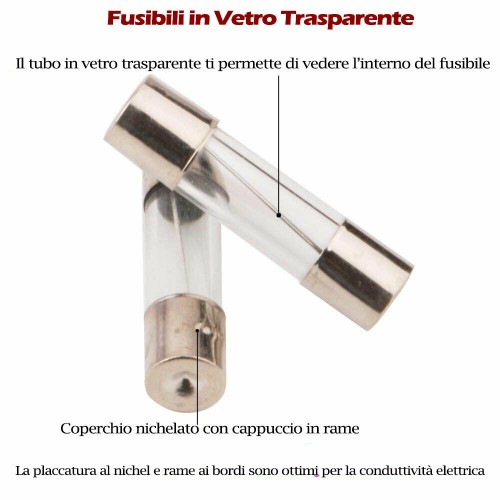 Set Fusibili 20 Pezzi 12v 10amp - 30amp Fusibili Automatici In Vetro